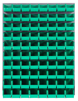 Louvered Panel, wall mounted, 48"L x 11"D x 61"H, Gray, Green, Carbon Steel, QLP-4861-230-80GN