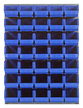 Louvered Panel, wall mounted, 48"L x 15"D x 61"H, Gray, Blue, Carbon Steel, QLP-4861-240-35BL