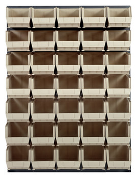 Louvered Panel, wall mounted, 48"L x 15"D x 61"H, Gray, Ivory, Carbon Steel, QLP-4861-240-35IV