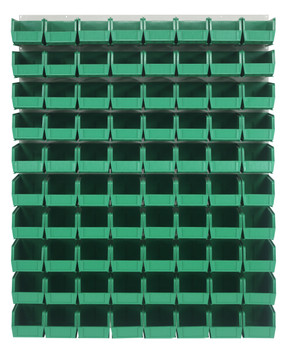 Louvered Panel, wall mounted, 48"L x 11"D x 61"H, Oyster White, Green, Carbon Steel, QLP-4861HC-230-80GN