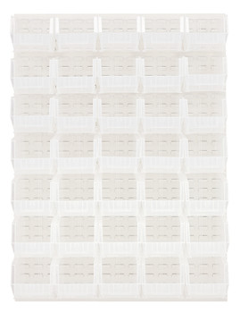 Louvered Panel, wall mounted, 48"L x 15"D x 61"H, Oyster White, Clear, Carbon Steel, QLP-4861HC-240-35CL