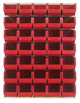 Louvered Panel, wall mounted, 48"L x 15"D x 61"H, Oyster White, Red, Carbon Steel, QLP-4861HC-240-35RD