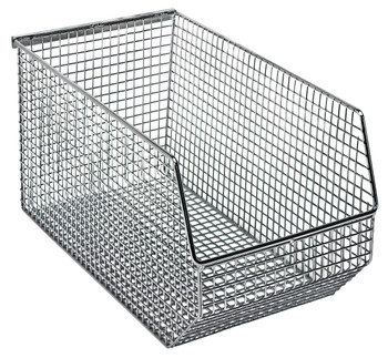Mesh Stack and Hang Bin, 14-1/2"D x 8"W x 7"H, rectangular, Chrome, Chrome, Carbon Steel, QMB540CCS