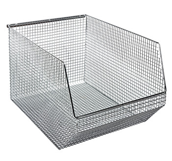 Mesh Stack and Hang Bin, 18-1/2"D x 11"W x 10-1/4"H, rectangular, Chrome, Chrome, Carbon Steel, QMB560C