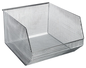 Mesh Stack and Hang Bin, 18-1/2"D x 17"W x 11-1/4"H, rectangular, Chrome, Chrome, Carbon Steel, QMB570CCS