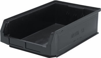 Magnum Bin, 19-3/4"L x 12-3/8"W x 5-7/8"H, 150 lbs. stack capacity, Black, Black, Polypropylene, QMS531BKCS