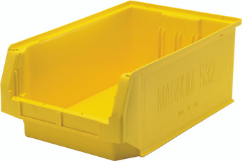 Magnum Bin, 19-3/4"L x 12-3/8"W x 7-7/8"H, 150 lbs. stack capacity, Yellow, Yellow, Polypropylene, QMS532YLCS