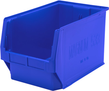 Magnum Bin, 19-3/4"L x 12-3/8"W x 11-7/8"H, 150 lbs. stack capacity, Blue, Blue, Polypropylene, QMS533BL