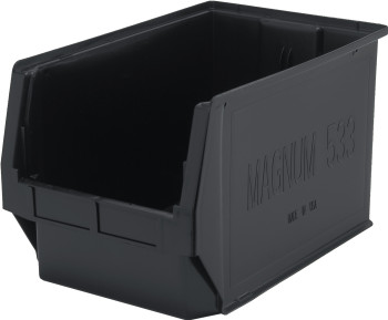 Magnum Bin, 19-3/4"L x 12-3/8"W x 11-7/8"H, 150 lbs. stack capacity, Black, Black, Recycled PP, QMS533BR