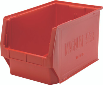 Magnum Bin, 19-3/4"L x 12-3/8"W x 11-7/8"H, 150 lbs. stack capacity, Red, Red, Polypropylene, QMS533RD