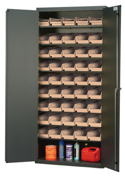 Heavy-Duty 36" Bin Cabinet, 36"W x 18"D x 78"H, 400 lb. capacity per shelf, Gray, Ivory, Carbon Steel, QPR-102IV
