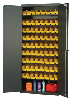 Heavy-Duty 36" Bin Cabinet, 36"W x 18"D x 78"H, 400 lb. capacity per shelf, Beige, Yellow, Carbon Steel, QPR-BG-101YL