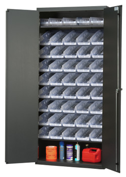 Heavy-Duty 36" Bin Cabinet, 36"W x 18"D x 78"H, 400 lb. capacity per shelf, Beige, Clear, Carbon Steel, QPR-BG-102CL