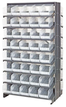 Pick Rack, slopped, double sided, Gray, Clear, Carbon Steel, QPRD-202CL