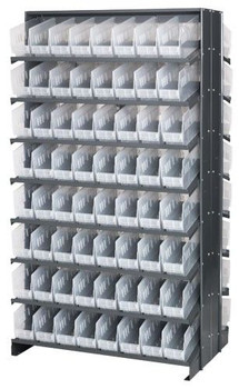 Pick Rack, slopped, double sided, Gray, Clear, Carbon Steel, QPRD-203CL