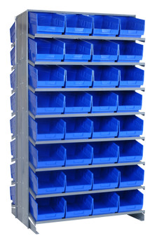 Pick Rack, slopped, double sided, Gray, Blue, Carbon Steel, QPRD-207BL