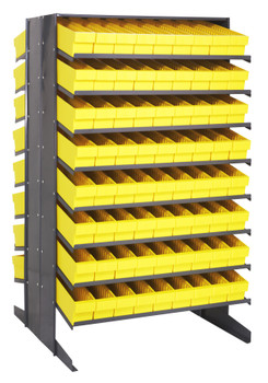 Pick Rack, slopped, double sided, Gray, Yellow, Carbon Steel, QPRD-604YL