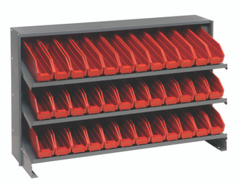Pick Rack, slopped, bench style, Gray, Red, Carbon Steel, QPRHA-100RD