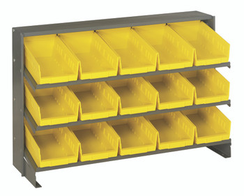 Pick Rack, slopped, bench style, Gray, Yellow, Carbon Steel, QPRHA-102YL