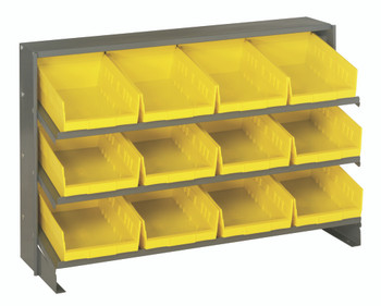 Pick Rack, slopped, bench style, Gray, Yellow, Carbon Steel, QPRHA-107YL