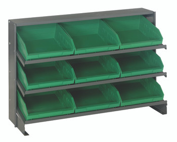 Pick Rack, slopped, bench style, Gray, Green, Carbon Steel, QPRHA-109GN