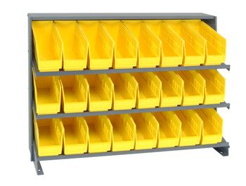 Pick Rack, slopped, bench style, Gray, Yellow, Carbon Steel, QPRHA-201YL