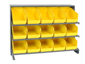 Pick Rack, slopped, bench style, Gray, Yellow, Carbon Steel, QPRHA-202YL