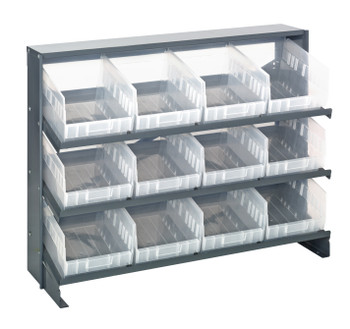 Pick Rack, slopped, bench style, Gray, Clear, Carbon Steel, QPRHA-207CL