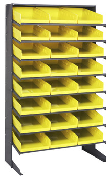 Pick Rack, slopped, single sided, Gray, Yellow, Carbon Steel, QPRS-110YL