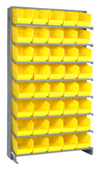 Pick Rack, slopped, single sided, Gray, Yellow, Carbon Steel, QPRS-204YL
