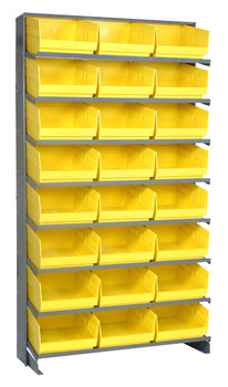 Pick Rack, slopped, single sided, Gray, Yellow, Carbon Steel, QPRS-210YL