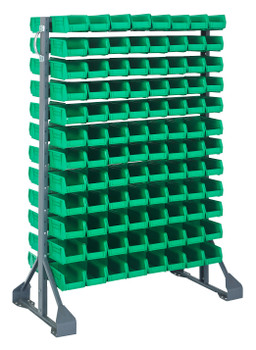 Rail Rack, double sided, 36"L x 20"W x 53"H, Gray, Green, Carbon Steel, QRU-12D-220-192GN