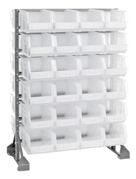 Rail Rack, double sided, 36"L x 20"W x 53"H, Gray, Clear, Carbon Steel, QRU-12D-240-48CL