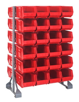 Rail Rack, double sided, 36"L x 20"W x 53"H, Gray, Red, Carbon Steel, QRU-12D-240-48RD