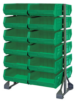 Rail Rack, double sided, 36"L x 20"W x 53"H, Gray, Green, Carbon Steel, QRU-12D-250-24GN