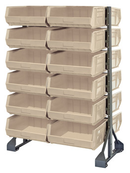 Rail Rack, double sided, 36"L x 20"W x 53"H, Gray, Ivory, Carbon Steel, QRU-12D-250-24IV