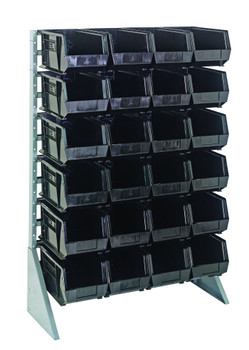 Rail Rack, single sided, 36"L x 15"W x 53"H, Gray, Black, Carbon Steel, QRU-12S-240-24BK