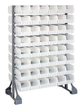 Rail Rack, double sided, 36"L x 20"W x 53"H, Gray, Clear, Carbon Steel, QRU-16D-230-96CL