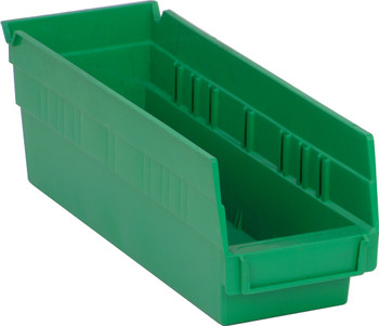 Economy shelf bin, nesting, 11-5/8"D x 4-1/8"W x 4"H, Green, Green, Polypropylene, QSB101GN