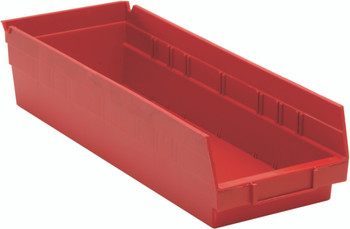 Economy shelf bin, nesting, 17-7/8"D x 6-5/8"W x 4"H, Red, Red, Polypropylene, QSB104RD