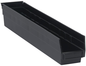 Economy shelf bin, nesting, 23-5/8"D x 4-1/8"W x 4"H, Black, Black, Polypropylene, QSB105BKCS
