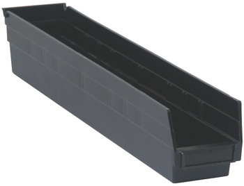 Economy Shelf Bin, nesting, 23-5/8"D x 4-1/8"W x 4"H, Black, Black, Polypropylene, QSB105BR