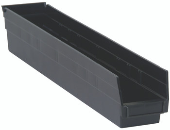 Economy Shelf Bin, nesting, 23-5/8"D x 4-1/8"W x 4"H, Black, Black, Polypropylene, QSB105BRCS