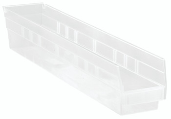 Economy Shelf Bin, nesting, 23-5/8"D x 4-1/8"W x 4"H, Clear, Clear, Polypropylene, QSB105CLCS