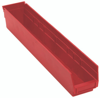 Economy shelf bin, nesting, 23-5/8"D x 4-1/8"W x 4"H, Red, Red, Polypropylene, QSB105RDCS