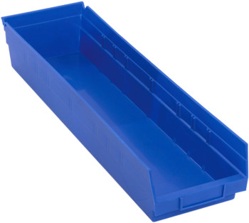 Economy shelf bin, nesting, 23-5/8"D x 6-5/8"W x 4"H, Blue, Blue, Polypropylene, QSB106BLCS