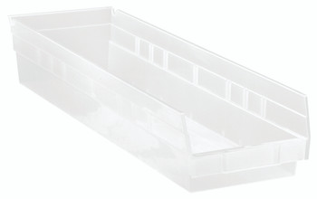 Economy Shelf Bin, nesting, 23-5/8"D x 6-5/8"W x 4"H, Clear, Clear, Polypropylene, QSB106CL
