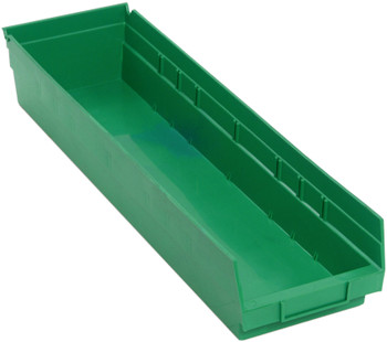 Economy shelf bin, nesting, 23-5/8"D x 6-5/8"W x 4"H, Green, Green, Polypropylene, QSB106GN