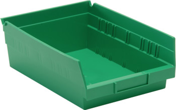 Economy shelf bin, nesting, 11-5/8"D x 8-3/8"W x 4"H, Green, Green, Polypropylene, QSB107GN