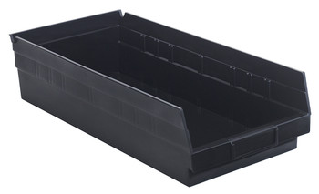 Economy Shelf Bin, nesting, 17-7/8"D x 8-3/8"W x 4"H, Black, Black, Polypropylene, QSB108BRCS